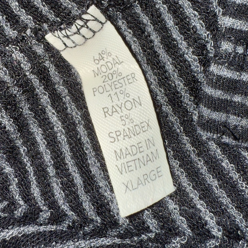 Soma Black Grey Stripe Long Sleeve Tunic Long Sleeve Modal Blend Pajama Top XL - Picture 7 of 7